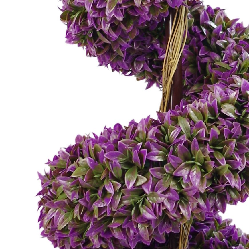 90cm Artificial Pair of Purple Leaf Spiral Topiary Trees with Planters