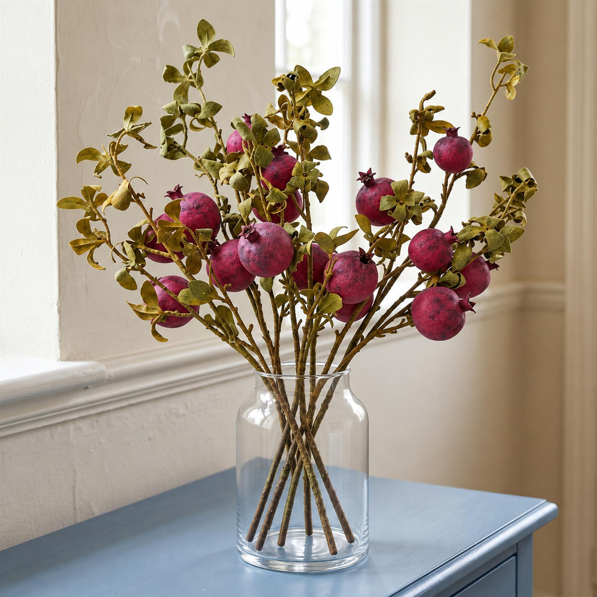 Pack of 6 x 75cm Artificial Pomegranate Stem Artificial Purple