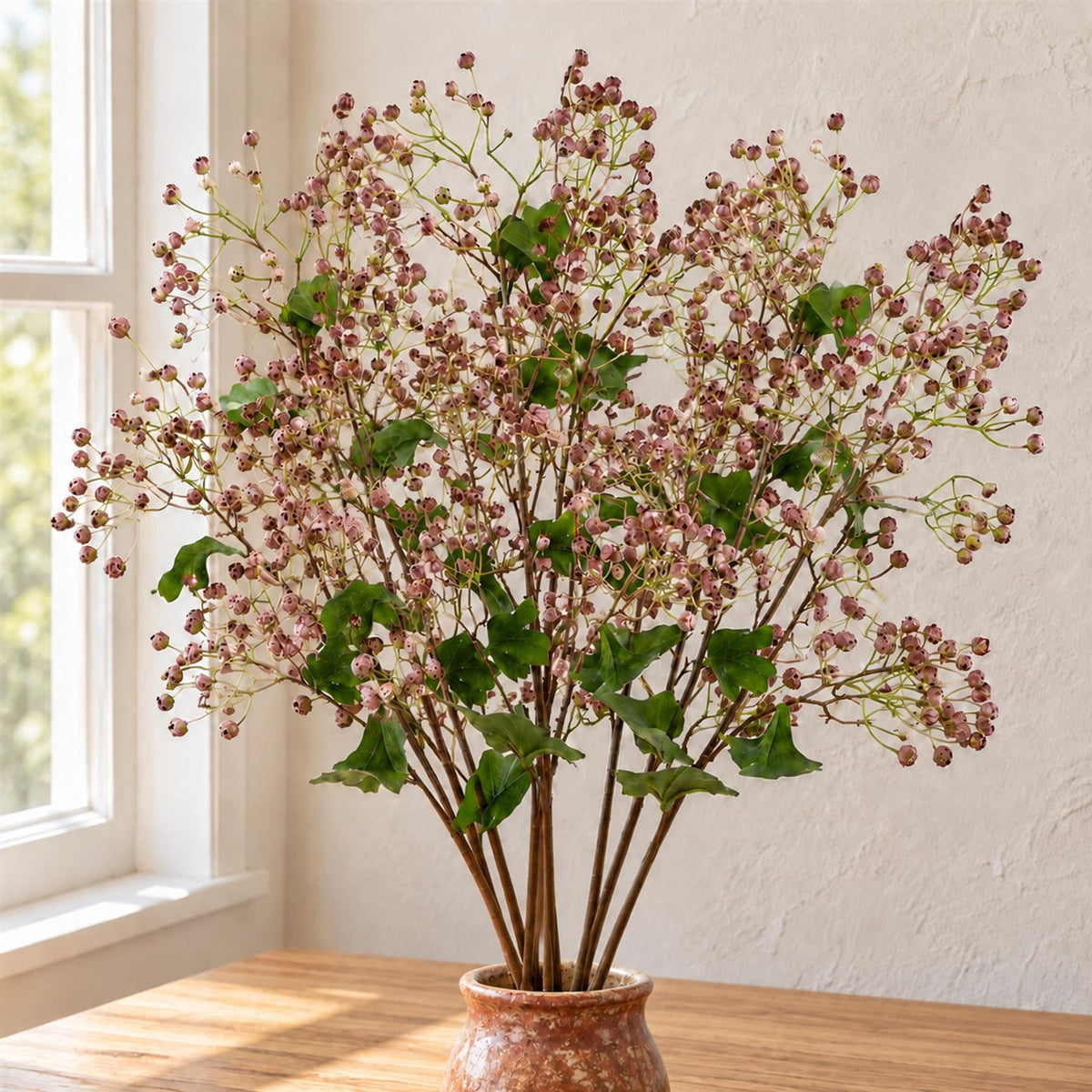 86cm Artificial Dusky Pink Daphne Berry Spray