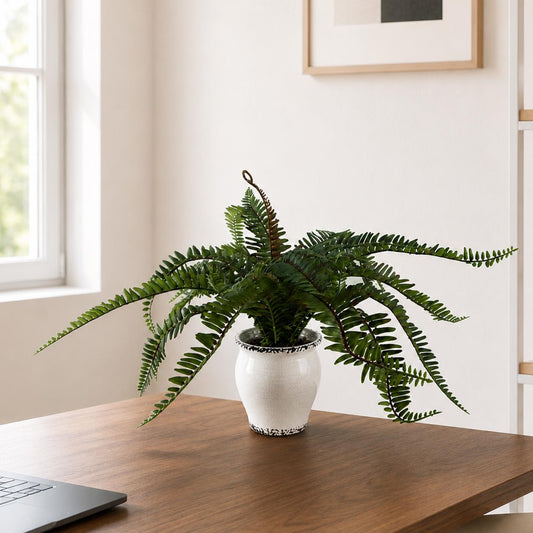 40cm Artificial Fern Bush in Decorative Planter