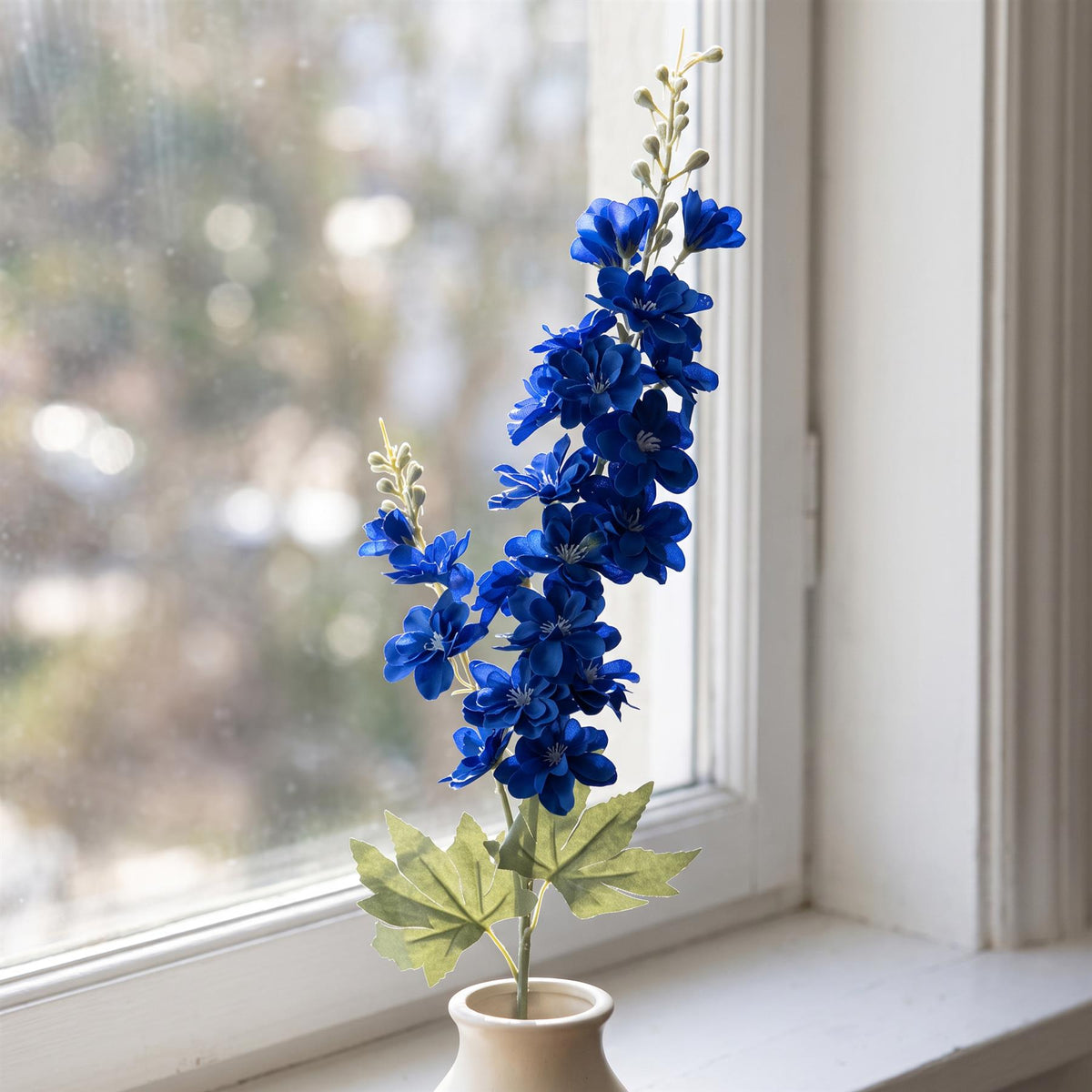 Pack of 6 x 85cm Artificial Blue Larkspur Flower Stems