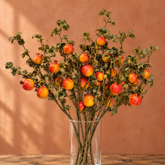 Pack of 6 x 75cm Artificial Pomegranate Stem Artificial Yellow