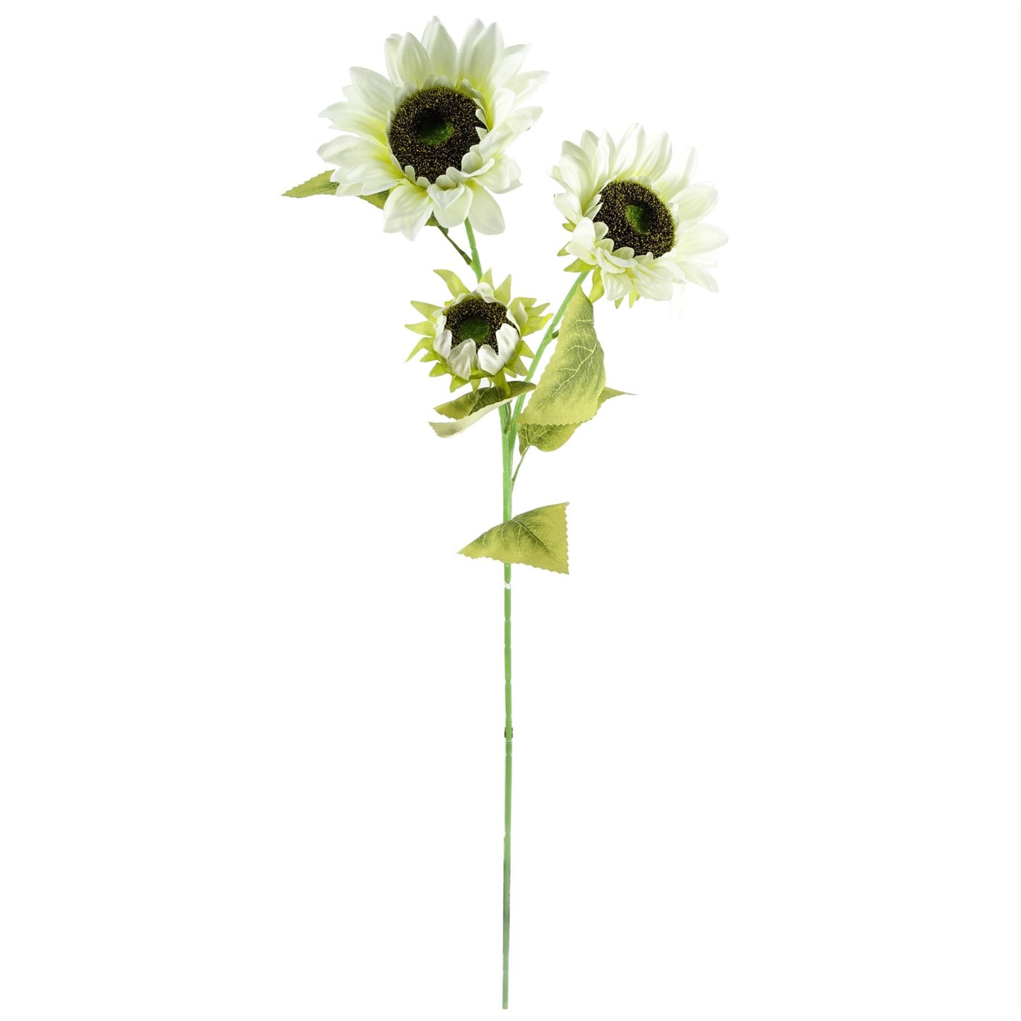 80cm Artificial White and Yellow Sunflower Mix Glass Vase