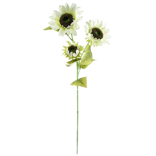 80cm Artificial White and Yellow Sunflower Mix Glass Vase