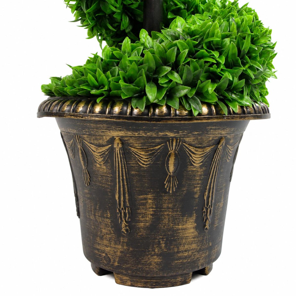 90cm Artificial Green Large Leaf Spiral with Decorative Planter