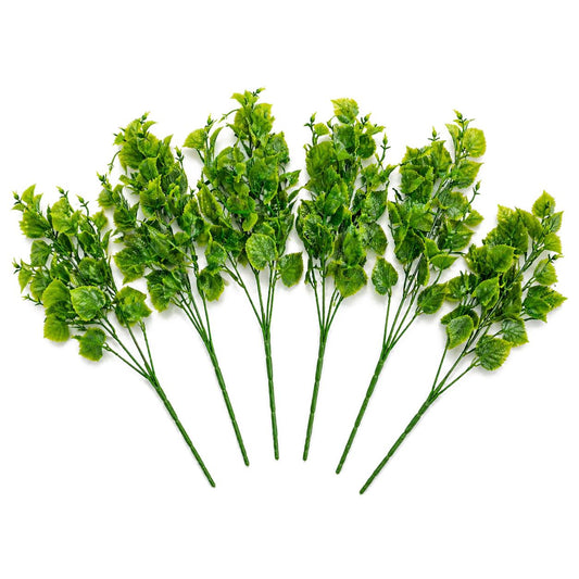 Pack of 6 x 32cm Artificial Leafy Foliage Stem Plant Faux Green Decorative Fillers