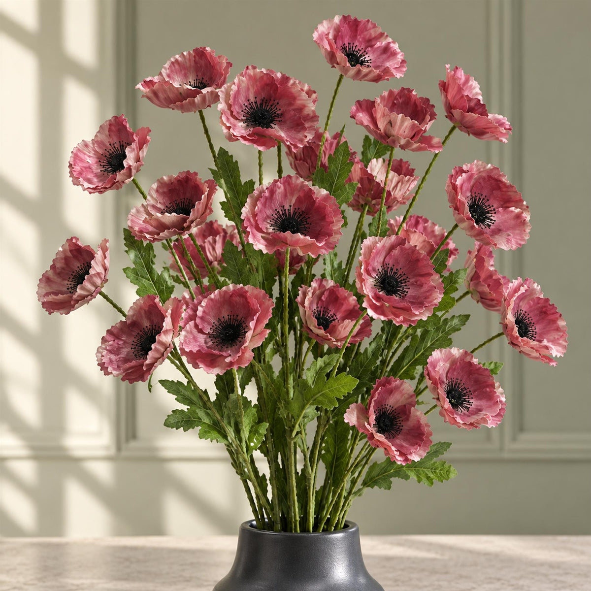 Pack of 6 x 60cm Artificial Purple Poppy Sprays - 4 Flowers Each