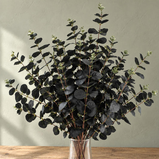 Pack of 6 x 80cm Black Eucalyptus Foliage Stem