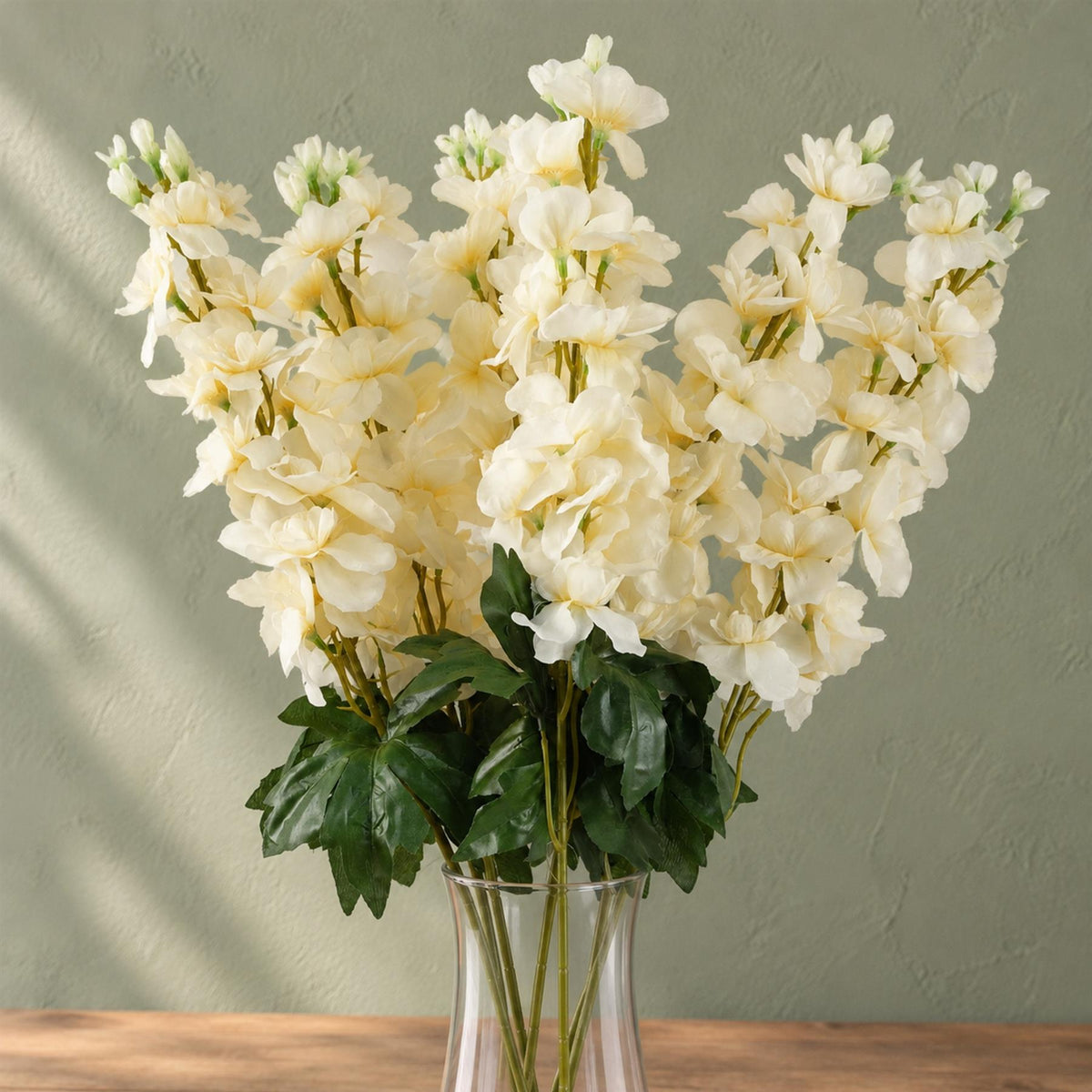 Pack of 6 x 75cm Delphinium Cream Artificial Stem