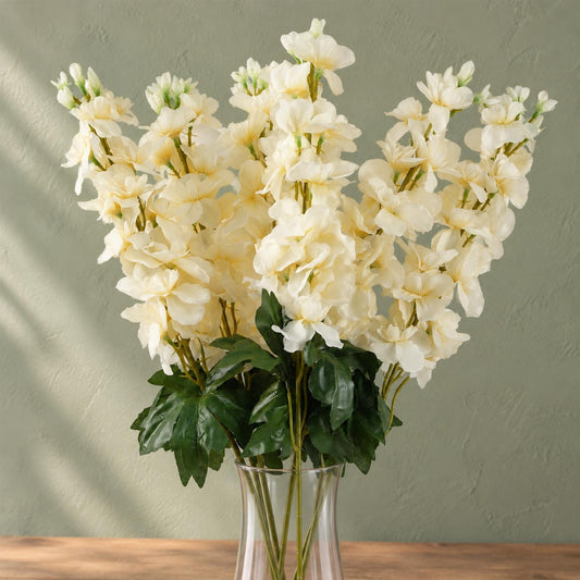 Pack of 6 x 75cm Delphinium Cream Artificial Stem