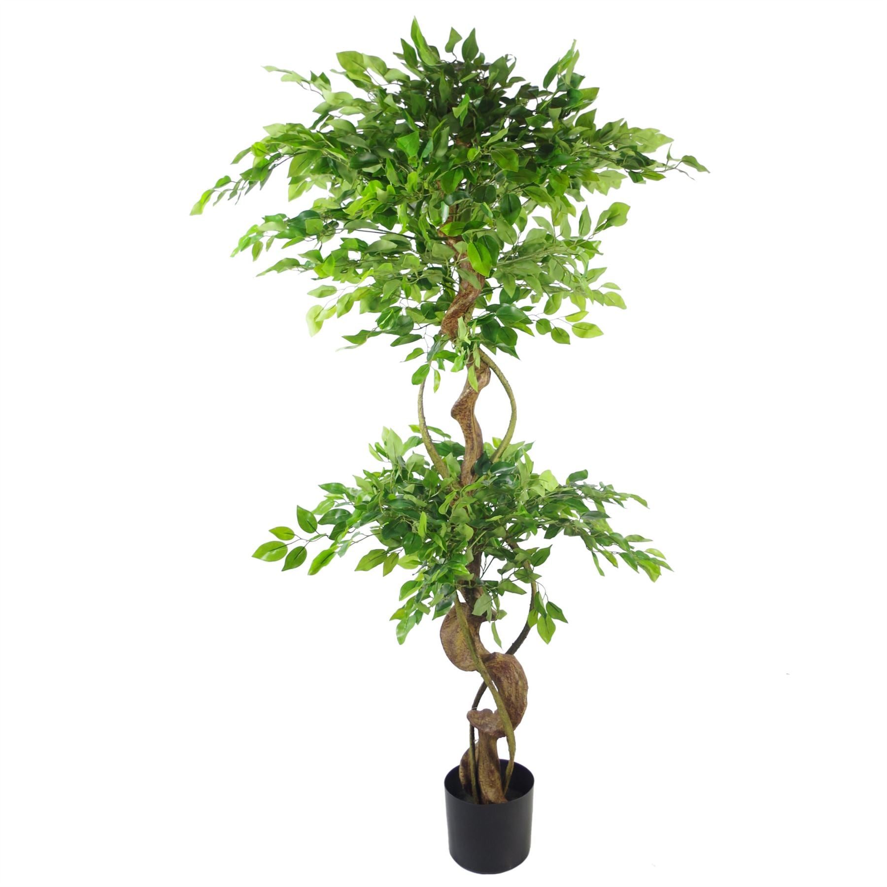 150cm Twisted Trunk Artificial Fruticosa Ficus Tree Gold Planter – image 4