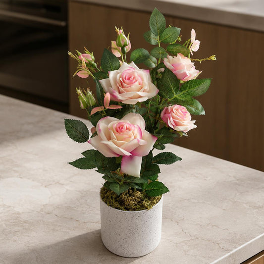 50cm Artificial Pink Rose Plant – image 8