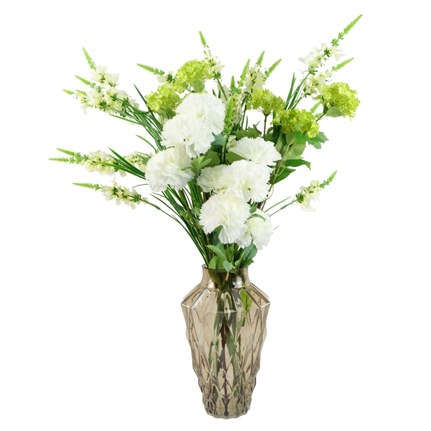 70cm White Artificial Carnation Stem 4 Flowers