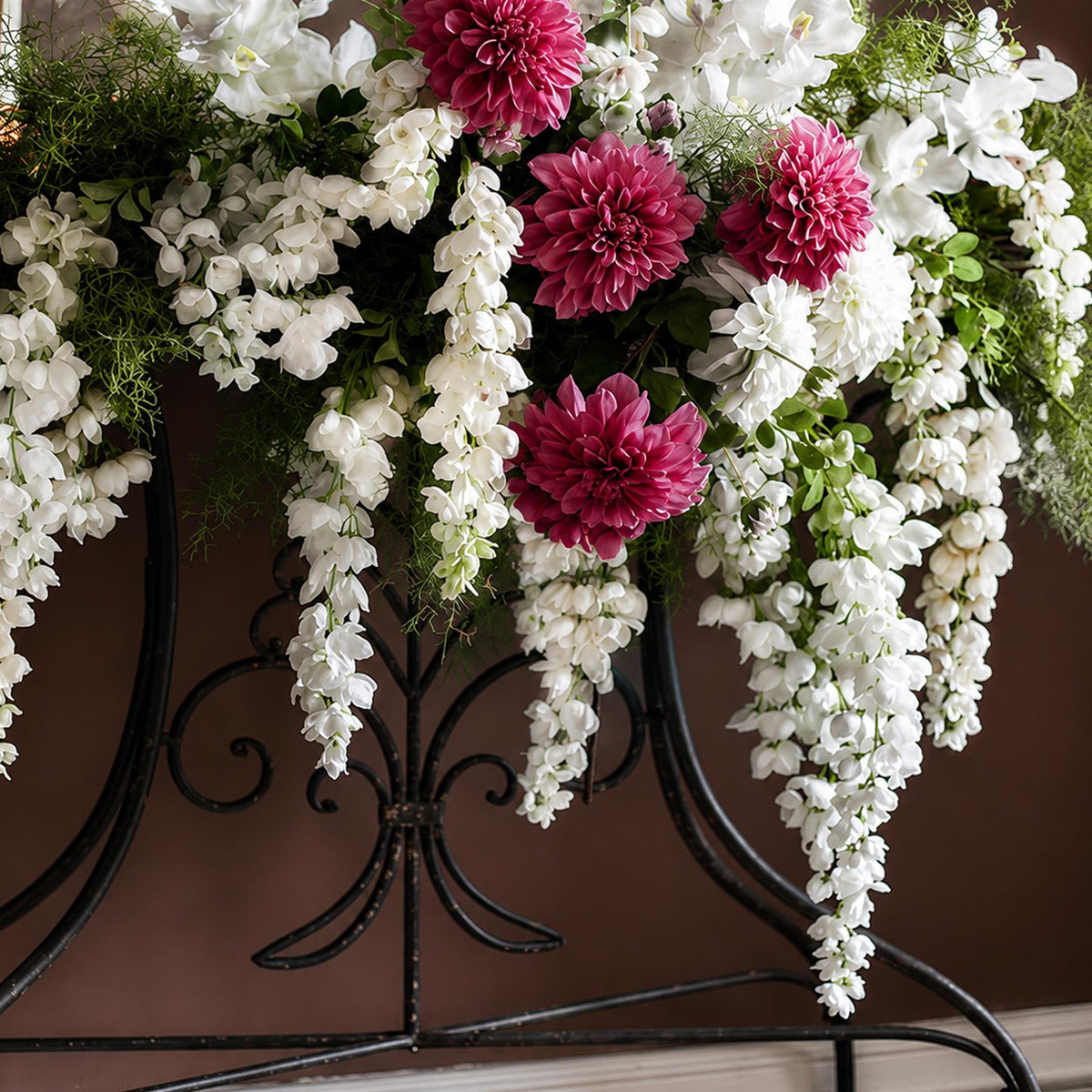 Pack of 6 x 110cm Artificial White Wisteria Flower Sprays