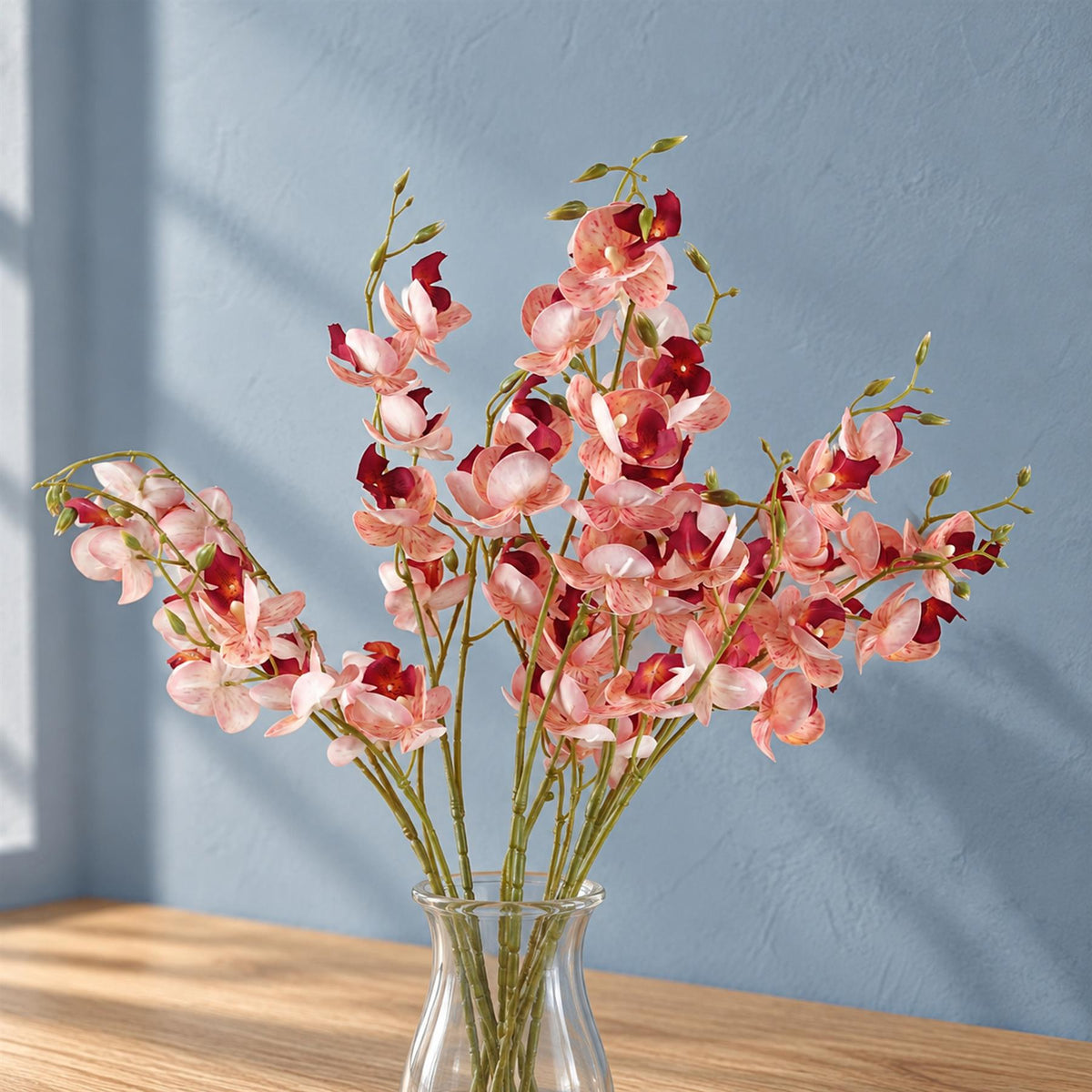Pack of 6 x 80cm Pink Artificial Mini Orchid Stem