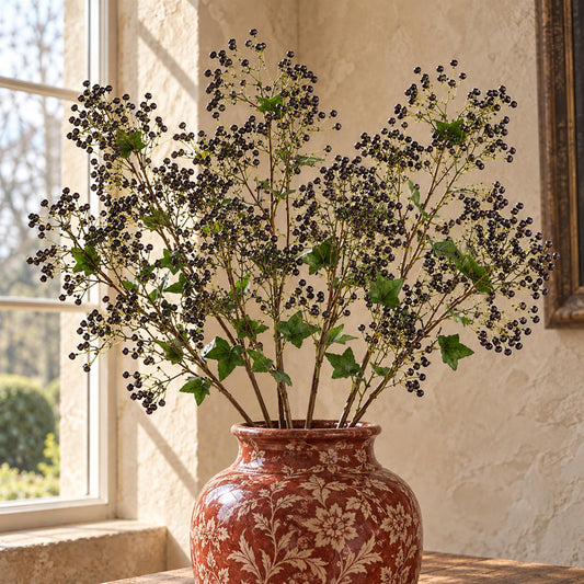 Pack of 6 x 86cm Artificial Blue Daphne Berry Sprays