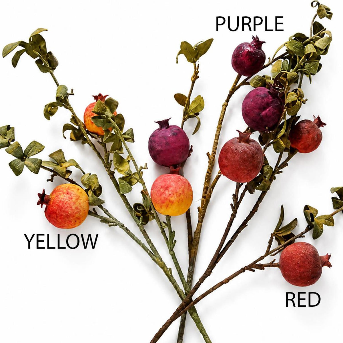 Pack of 6 x 75cm Artificial Pomegranate Stem Artificial Purple
