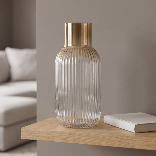 34cm Ridged Ombre Glass Vase