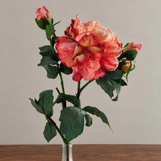 60cm Peony Artificial Flower Pink 1 Flower 3 Buds