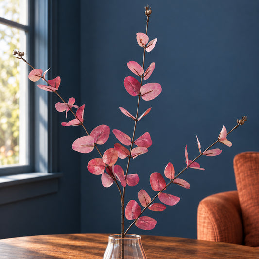 80cm Artificial Pink Eucalyptus Foliage Stem