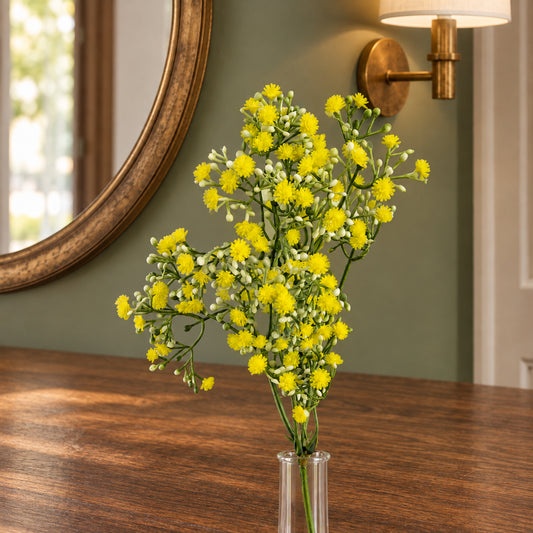55cm Artificial Gypsophila Yellow Stem