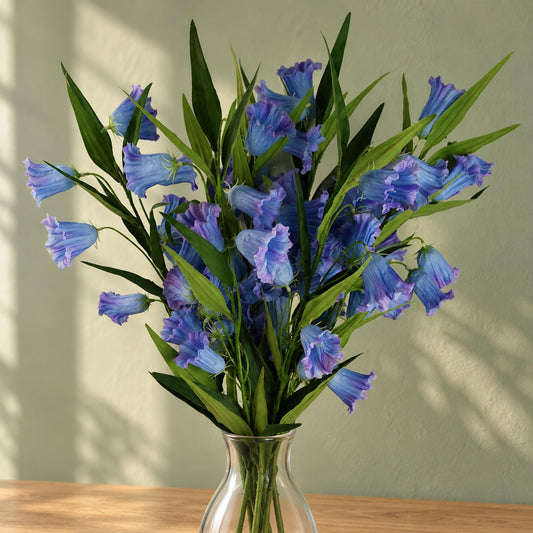 Pack of 6 x 100cm Trumpet Artificial Flower Stem Blue