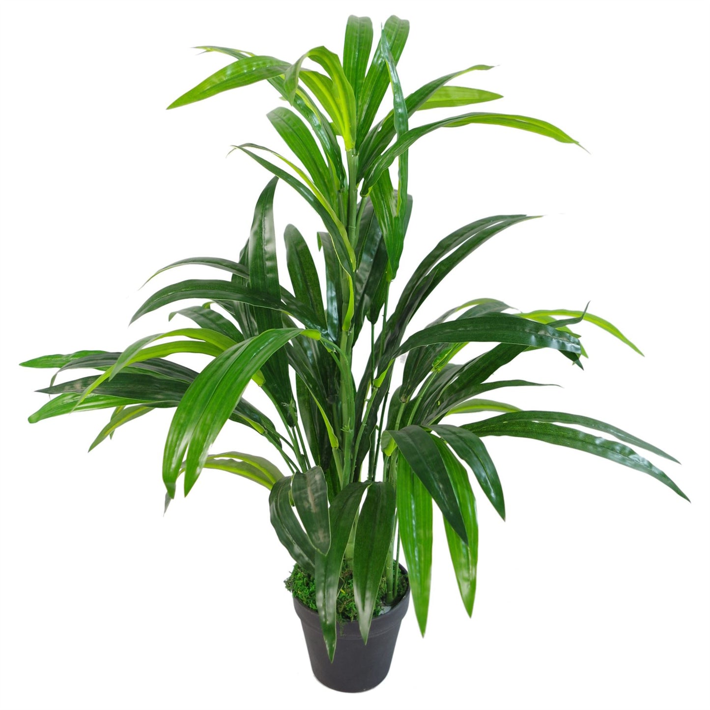 65cm Artificial Large Leaf Bamboo Shrub Plant with Gold Planter – image 3