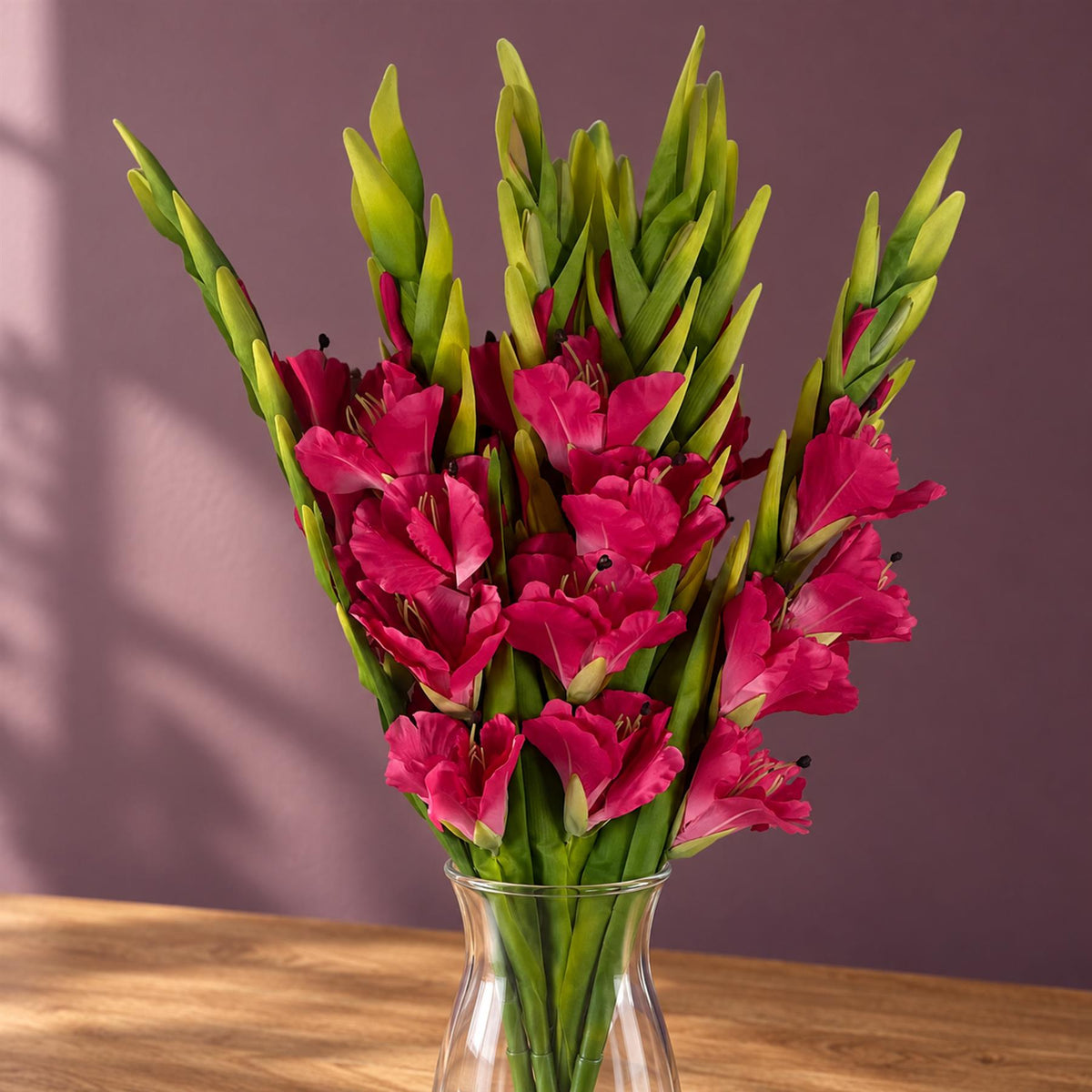 Pack of 6 x 115cm Artificial Pink Gladioli Stem