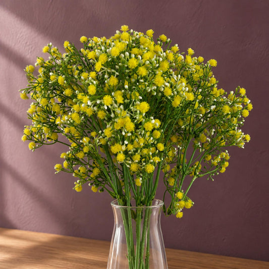 Pack of 6 x 55cm Gypsophila Yellow Stem