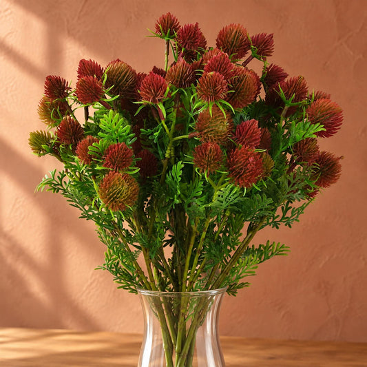 Pack of 6 x 55cm Craspedia Stem Red Artificial