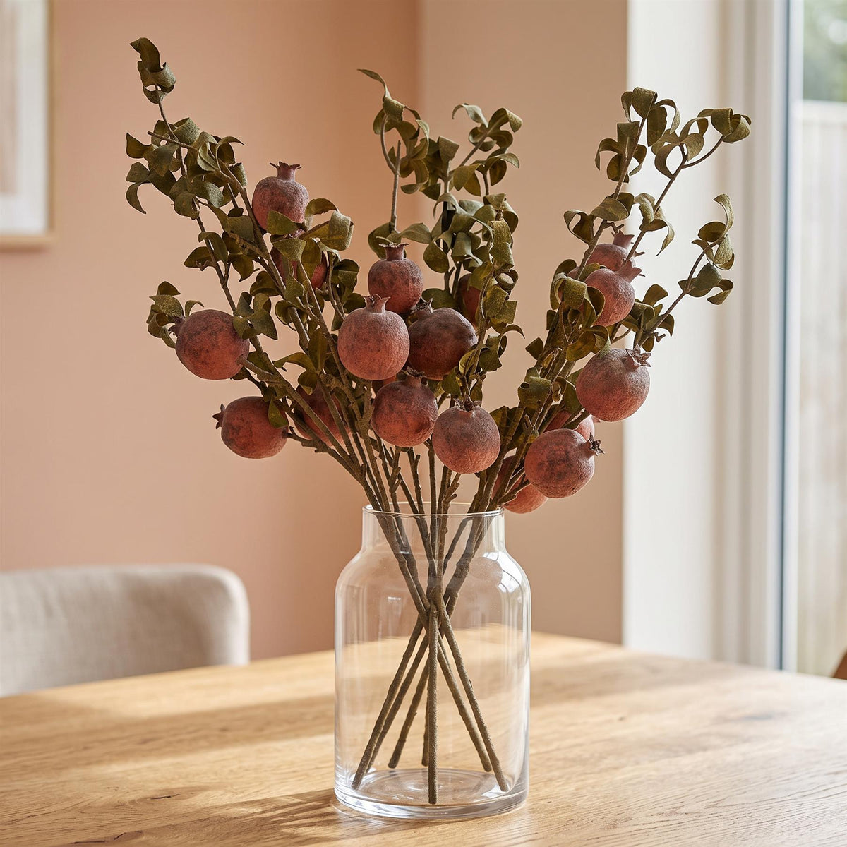 Pack of 6 x 75cm Artificial Pomegranate Stem Artificial Red