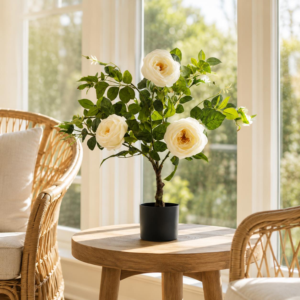 70cm White Camellia Rose Plant Artificial – image 6