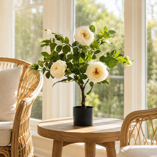70cm White Camellia Rose Plant Artificial – image 6