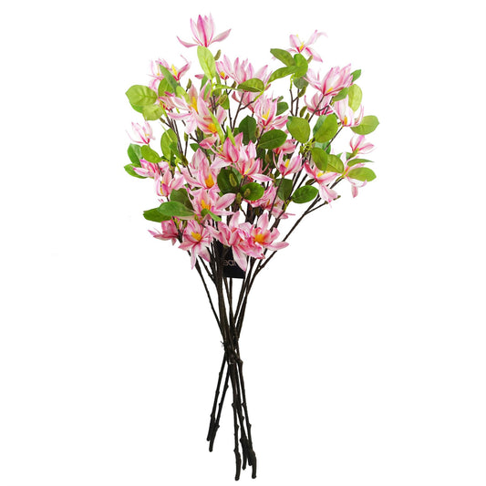 6x 100cm Pink Magnolia Floral Spray Artificial