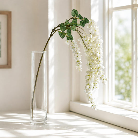 110cm Artificial White Wisteria Flower Spray