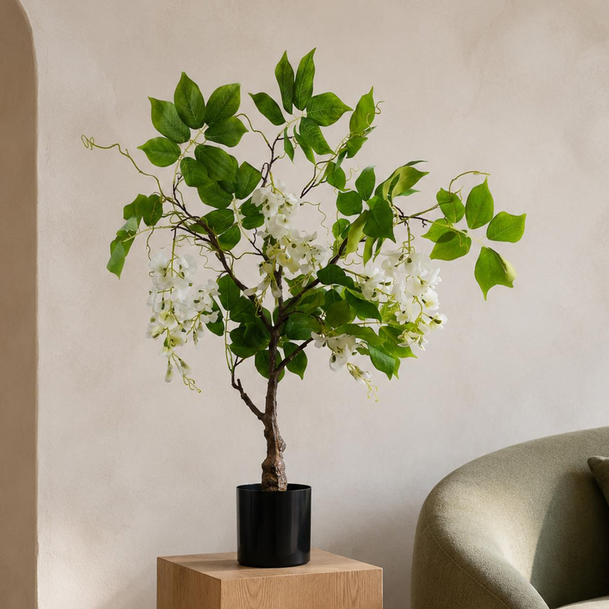 90cm Artificial White Wisteria Bush – image 5