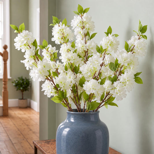 Pack of 6 x 100cm White Artificial Blossom Stem
