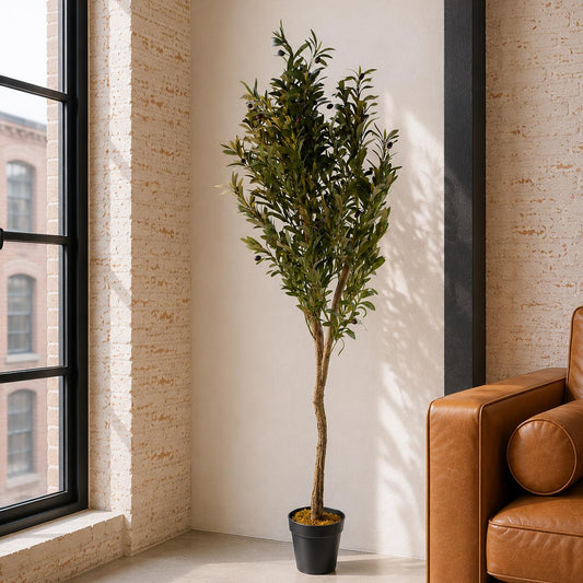 150cm Artificial Natural Look Olive Tree with Wooden Trunk – image 6