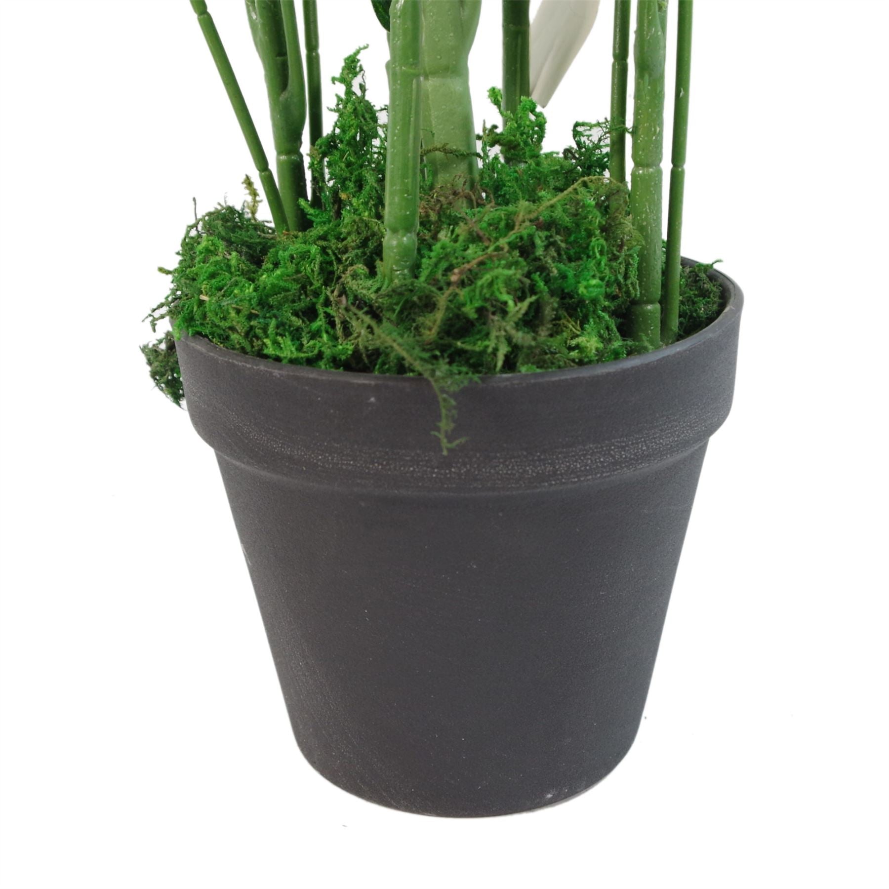 65cm Artificial Large Leaf Bamboo Shrub Plant with Silver Planter – image 4