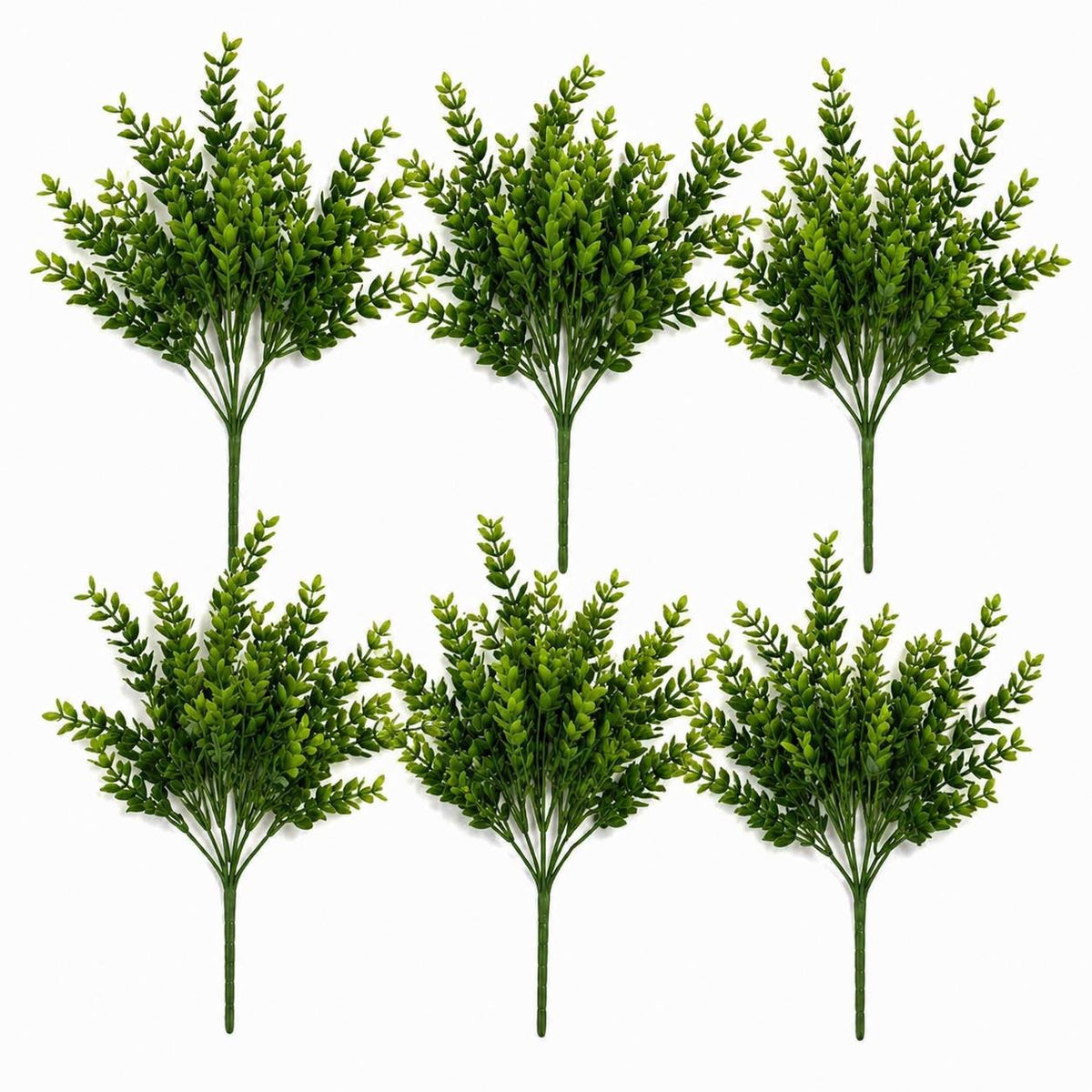 Pack of 6 x 32cm Artificial Boxwood Style Foliage Spray Stem Faux Green Leaf Bush