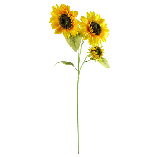 88cm Yellow Artificial Sunflower 3 heads – image 2