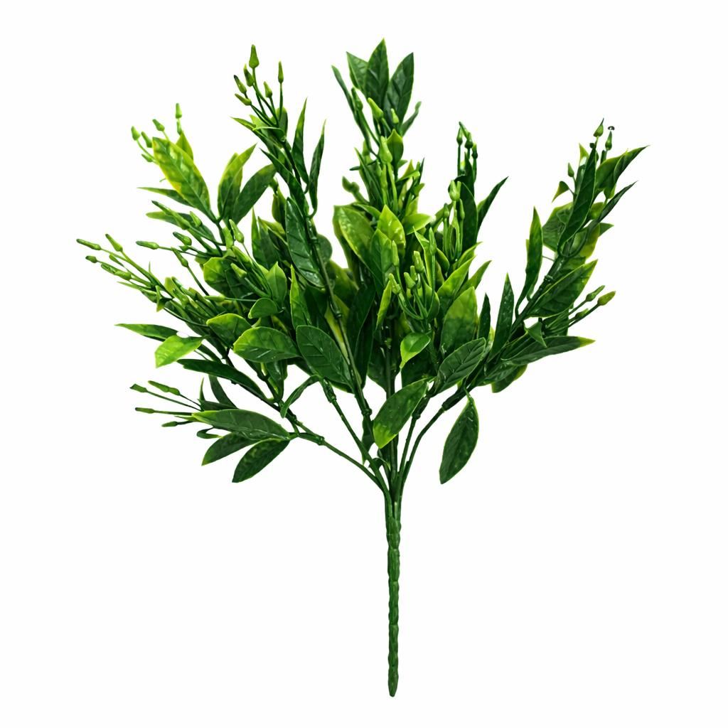 Pack of 6 x 32cm Artificial Green Foliage Spray Stem Faux Leafy Decorative Greenery