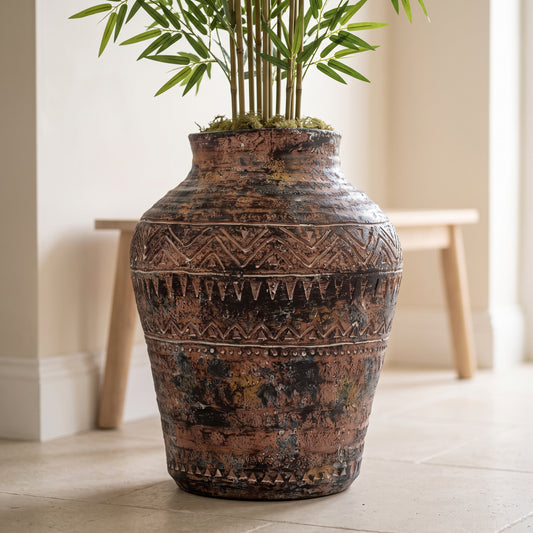 40cm x 32cm Aztec Large Composite Textured Vase Composite Plant Pot