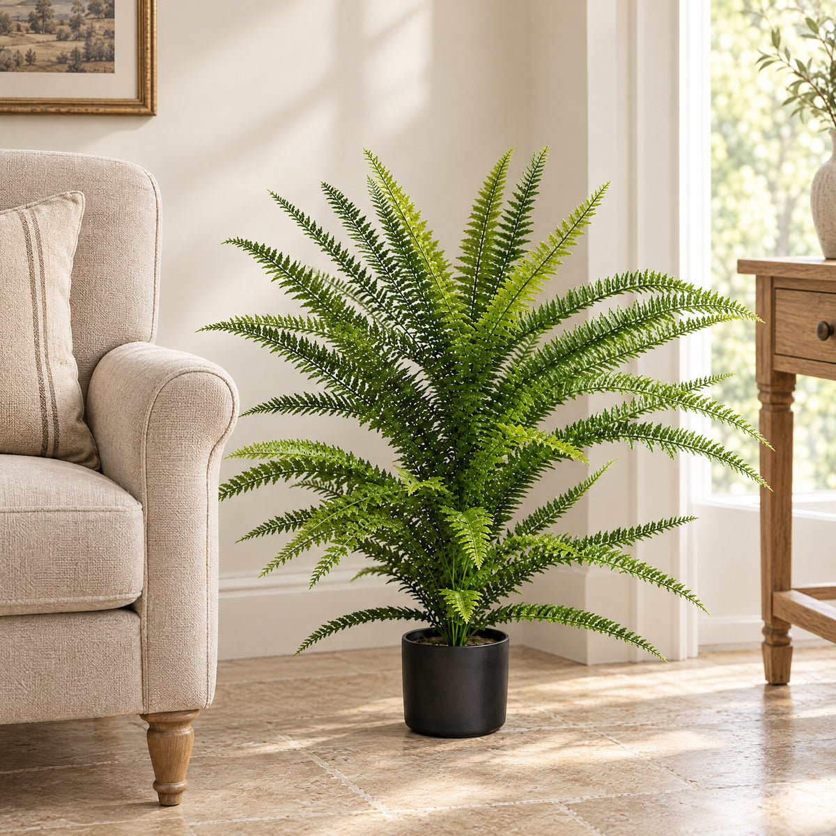 75cm Artificial Fire Retardant Plastic Boston Fern Plant