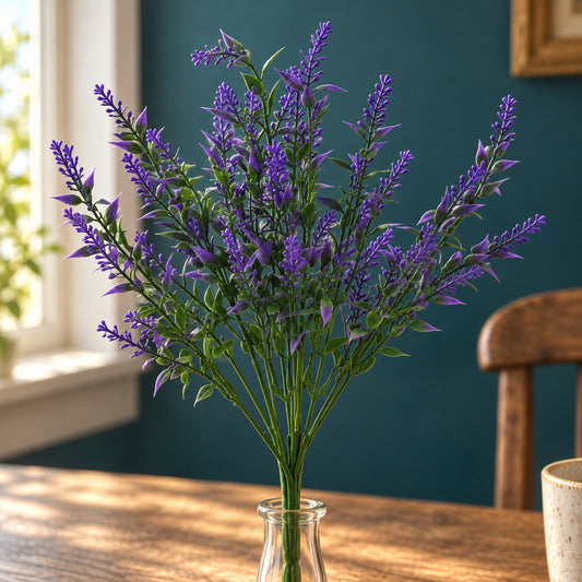 34cm Artificial Purple Heather Stem Plant