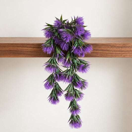 75cm Artificial Purple Thistle Trailing Hanging Plant Faux Floral