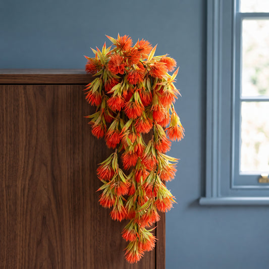 75cm Artificial Red Thistle Trailing Hanging Plant Faux Floral