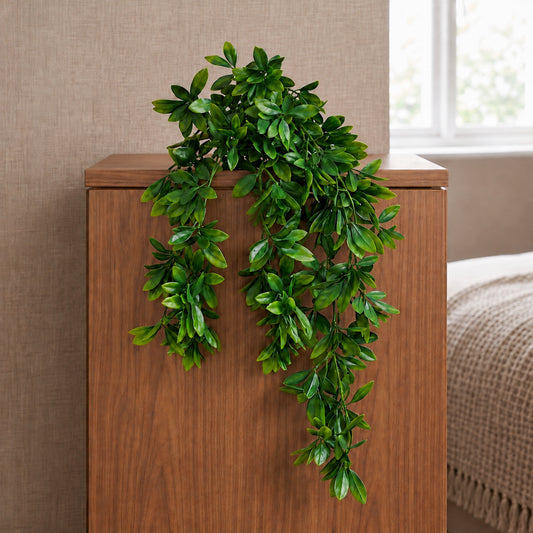 70cm Artificial Trailing Laurel Leaf Hanging Plant Green Foliage