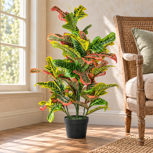 90cm Artificial Codiaeum Multicoloured House Plant