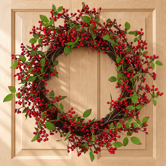 60cm Artificial Large Luxury Christmas Red Berry Floristry Wreath